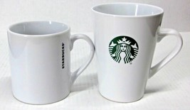 Lot Of (2) Starbucks Coffee Co. White Ceramic Mugs 16 Oz + 15.2 Oz Mermaid Logos - £21.73 GBP