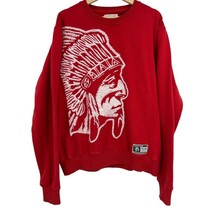 Hustle Gang sweatshirt Large Indian Chief embroidered mens top red - £34.36 GBP