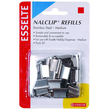 Esselte Stainless Steel Nalclip Refills - Medium 50pk - £26.69 GBP