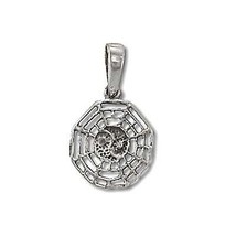 Sterling Silver Spider Web Ying Yang Pendant - £19.17 GBP