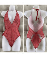 Victoria’s Secret Rust Red Orange Mesh Lace Lingerie Bodysuit L - €21,01 EUR