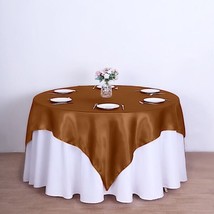 Cinnamon Brown Satin 72X72&quot;&quot; Square Table Overlay Wedding Party Catering... - $9.22