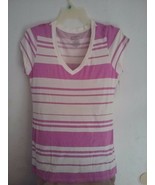 No Boundaries Short Sleeve Shirt Pink/White Striped - Size XXL - $5.48 CAD