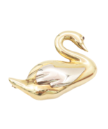 14K GOLD Vintage Brooch Pin Minimalist Relief Puffed Carved Swimming Swa... - £779.35 GBP