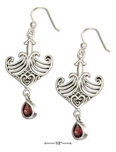 Sterling Silver Anchor Shape Celtic Maori Earrings with Garnet Dangle - £119.87 GBP