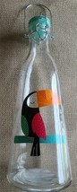 New Classic ~ Printed ~ 11.5&quot; ~ Glass Water Carafe ~ Toucan Design ~ Loc... - $30.00