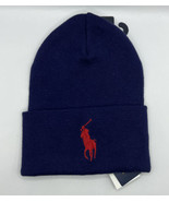Polo Ralph Lauren Men’s Beanie Embroidered Big Pony Navy Hat Cap - £32.99 GBP