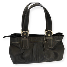 Coa Coach Pleated Black Leather Tote Handbag Purse - £33.22 GBP