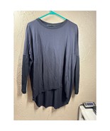 All Saints Wavetop Top Navy Thin Hi-Low Hem Crew Neck Open Elbow Relax S... - €28,21 EUR