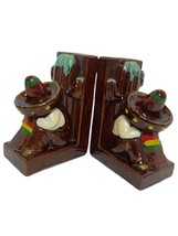 1950&#39;S TILSO 6&quot; Bookends Mexican SIESTA Time Sombrero Guitar Cactus Vintage - £49.34 GBP