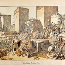 Attacked On Besieged City In Caesar&#39;s Gallic War 1886 Victorian Lithogra... - $24.99