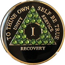 1 - 50 Year AA Medallion Black Tri-Plate Fern Green Color Swarovski Crys... - $19.79