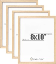 8x10 Picture Frame Set of 4 Photo Frames Pack Wall Or Tabletop Display Solid OAK - £43.00 GBP