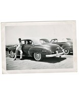 Young Fella Leaning on his 1949 Chevy Sedan - Old Glossy Snapshot - 3.5&quot;... - £4.46 GBP