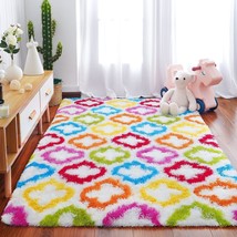 Tepook Fluffy Colorful Rug For Kids, Shaggy Soft Rainbow Area Rugs, 4 X 6 Ft. - £30.49 GBP