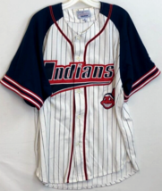 Cleveland Indians Chief Wahoo MLB Vintage 90s Sewn Striped White Jersey XL - £98.39 GBP