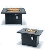 Black Fire Table Wicker / Aluminum 55,000 BTU Propane Burner + Crystal S... - £778.56 GBP