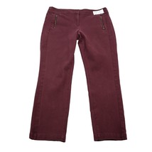 Loft Pants Womens 10 Maroon Marisa Skinny High Rise Ankle Cropped Zip Pockets - £21.52 GBP