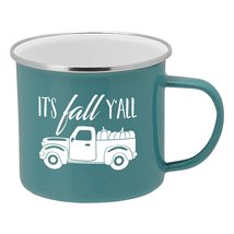HOME &amp; HOOPLA Fall Truck Enamel Camping Coffee Mug It&#39;s Fall Y&#39;all Tin C... - £12.22 GBP