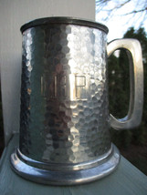 Hammered English Pewter Stein Tankard Viners of Sheffield Engraved Initi... - £11.94 GBP