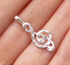 925 Sterling Silver - Etched Musical Note Drop Pendant - PT2150 - £16.59 GBP