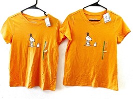 2 NWT Peanuts Unisex Short Sleeve Tagless Ghost Print Tshirt, Orange - £10.69 GBP