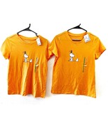 2 NWT Peanuts Unisex Short Sleeve Tagless Ghost Print Tshirt, Orange - £12.50 GBP