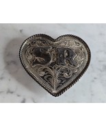 Vintage Estate Sterling Silver Southwestern Heart Belt Buckle 58.0g E7151 - £276.63 GBP