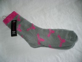 No Boundaries Women&#39;s Double Layer Socks Shoe Size 4-10 Gray &amp; Pink 1 Pair - £7.06 GBP