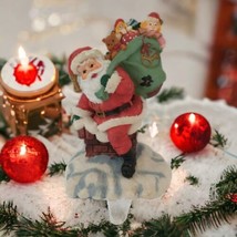 Santa Claus Stocking Hanger Holder Vintage Christmas Whimsical With Bag ... - $16.81