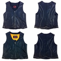 IK Leather Women&#39;s Zipper Front Vest IK 6008, Black - $89.99