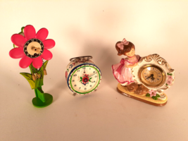 Vintage Clocks, Wind-up and Mini Weight, German, Lindan Daisy, Lot of 3 - $35.18