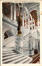 Washington D.C. Grand Staircase Library Congress UNP 1915-1930 Vintage Postcard - £7.51 GBP
