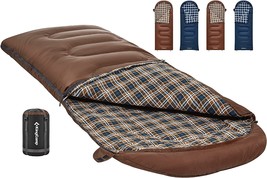 Kingcamp Cotton Flannel Sleeping Bag, Big And Tall Sleeping Bags For Adults Cold - £57.35 GBP