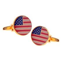 Usa Flag Cufflinks United States America American Patriotic Round New W Gift Bag - £9.44 GBP