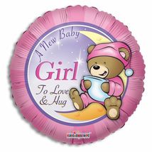 A New Baby Girl Teddy Bear Pink Foil Balloon - Baby Shower Party Supplies - $1.45