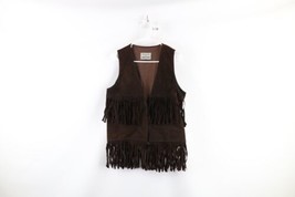 Vtg 60s Streetwear Mens Small Distressed Fringed Suede Leather Festival Vest USA - £126.57 GBP