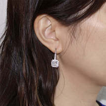 Dainty Princess Cut Drop Dangle Earrings Women&#39;s Earrings Real 925 Silve... - £71.76 GBP
