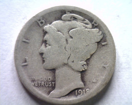 1918 Mercury Dime About Good /GOOD AG/G Nice Original Coin Bobs Coins 99c Ship - £3.59 GBP