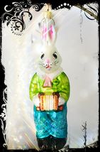Authentic Christopher Radko Bunny Rabbit W Accordion Handcrafted Glass Ornament - £79.13 GBP