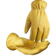 Reinforced Cut-Resistant Leather Gloves for Gardening &amp; Yard Work (Large... - $20.74