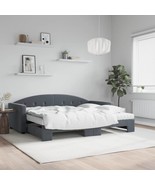 Daybed with Trundle and Mattresses Dark Grey 90x190 cm Velvet - £349.01 GBP
