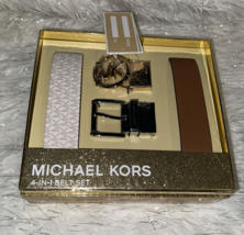 Michael Kors 4 in 1 Logo Box 2 Interchangeable Belt Set Women&#39;s One Size NEW - £89.20 GBP