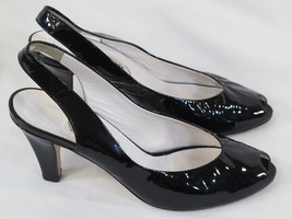 Bally Black Patent Leather Peep Toe Slingback Heels Size 6.5 US Excellen... - £38.62 GBP