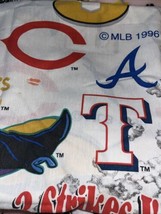 1996 MLB Baseball Team Logos Twin Flat Sheet The Bibb Company Vintage - $14.50