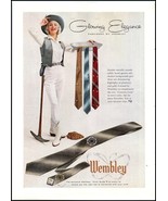 1950s Wembley &quot;Lustrous Look&quot; Men&#39;s Ties PRINT AD Glowing Elegance BX3 - $139.27 MXN