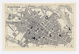 1937 Original Vintage City Map Of Piacenza / EMILIA-ROMAGNA / Italy - £13.51 GBP