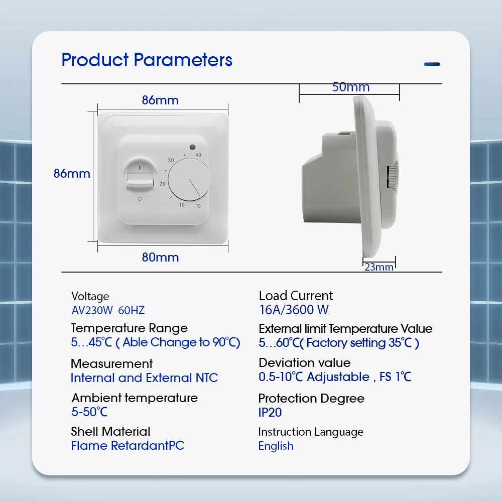 House Home Electric Floor Heating Room Thermostat Manual Floor Heating Cable The - $25.00