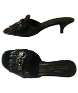 Donald Pliner Couture Black Leather Slide Shoe Rhinestone Peace Sign NWT... - $110.00