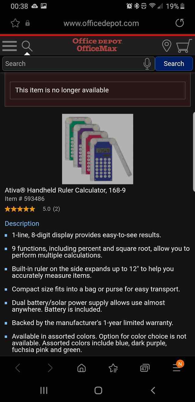 Ativa Ruler Calculator Fuchsia Color (LOC 404-CR-8) Item image 2